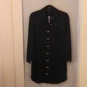 Ann Taylor Black Silky Shirt Dress